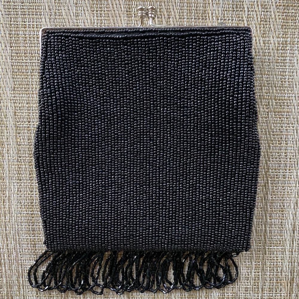 Inge Christopher Black Beaded Evening Bag